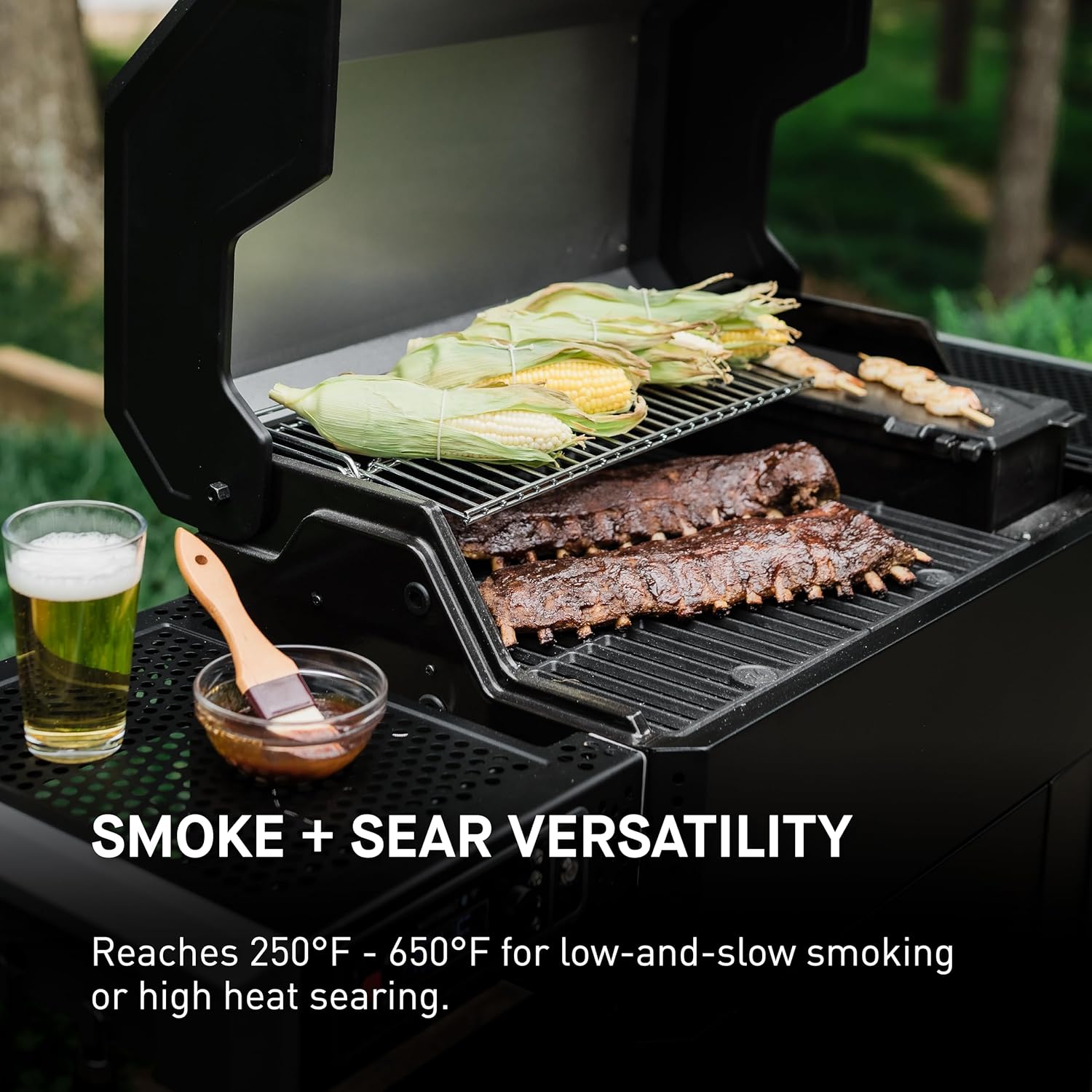 Black Digital Charcoal Grill and Smoker Combo D31526