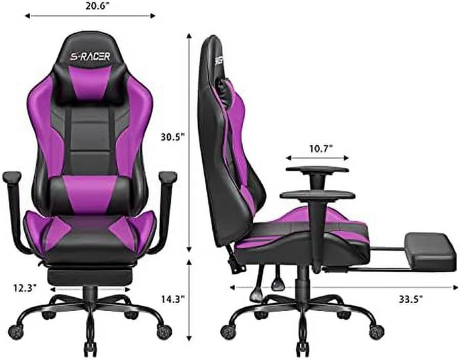 Black Ergonomic Gaming Chair with Footrest N591668