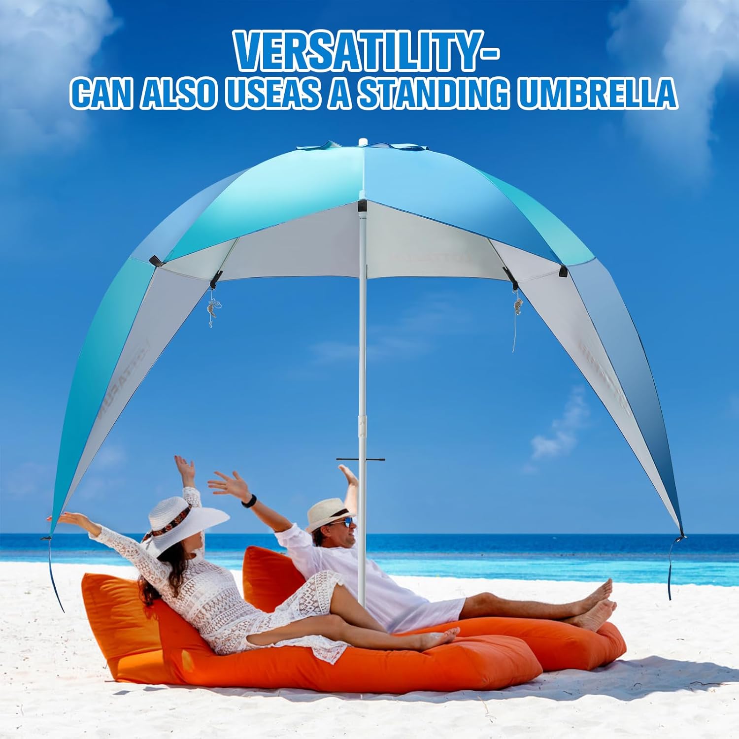 10-Foot Blue Green UPF 50+ Umbrella Shelter B6064