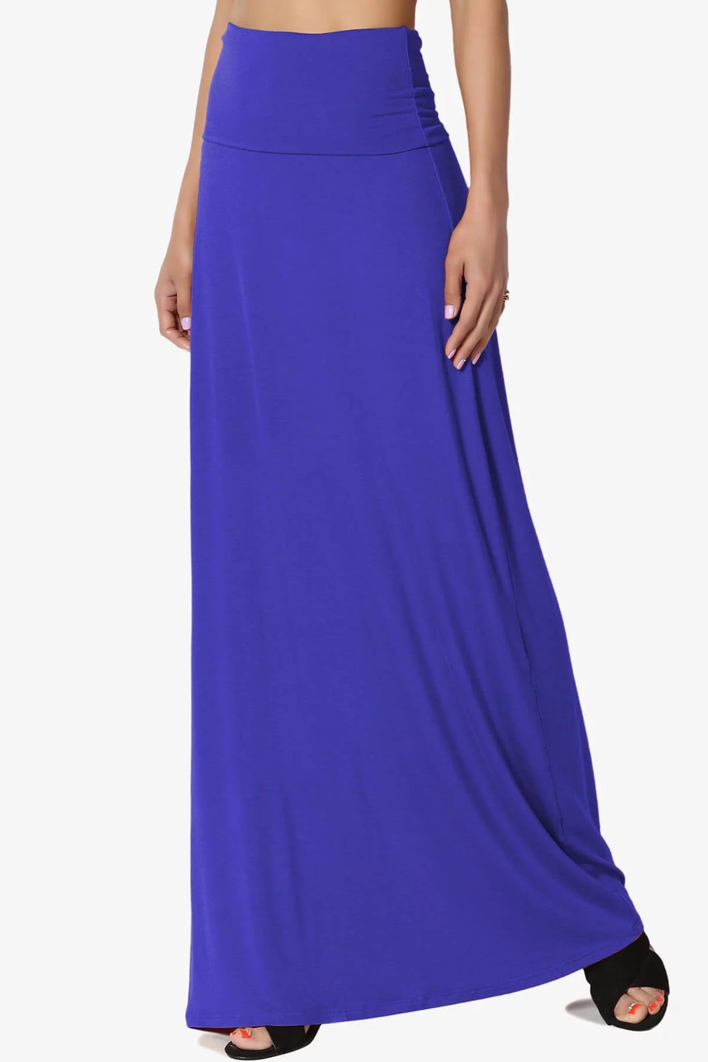 Casual Draped Jersey Long Maxi Skirt M689