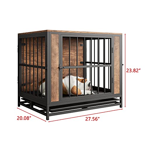 Metal and Wooden Dog Crate with 3 Doors I865196
