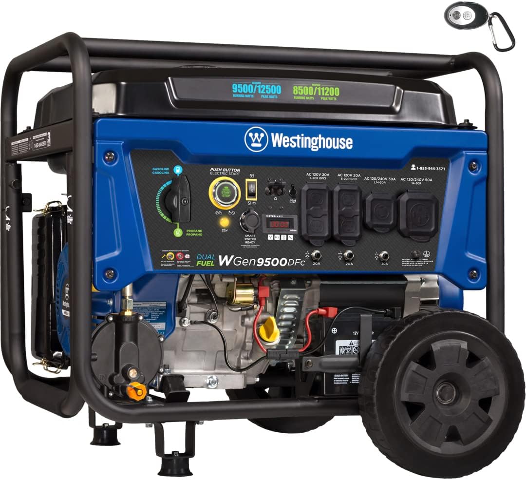 Dual Fuel Portable Generator 9500 Rated 12500 Peak Watts Electric Start N867076