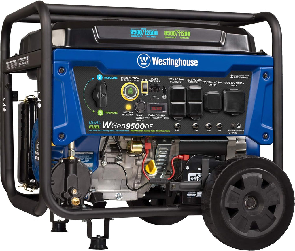 Dual Fuel Portable Generator 9500 Rated 12500 Peak Watts Electric Start N867076