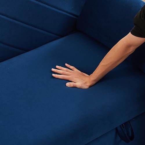 Blue Velvet 55 Inch Sleeper Sofa with Pull-Out Bed X27447