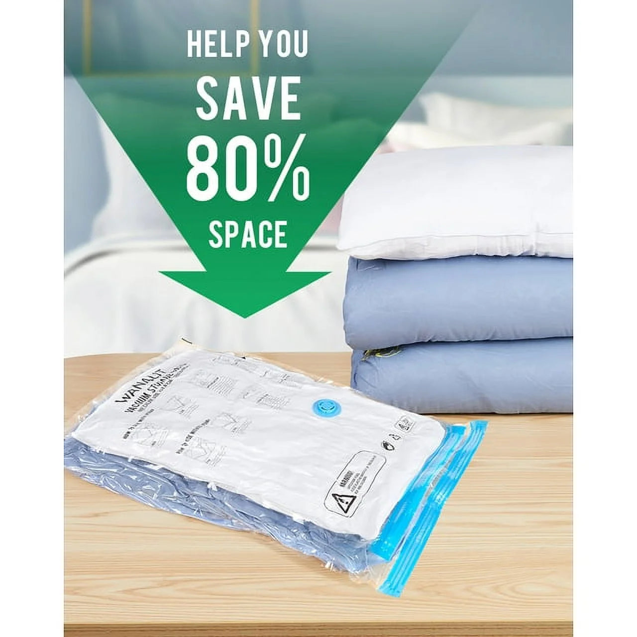 10 Pack Vacuum Storage Bags Small with Electric Air Pump Reusable Compression 24"x16" L348898
