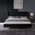 King Size Velvet Black Upholstered Platform Bed Frame Z70028