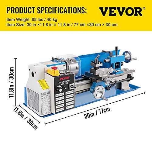 Mini Metal Lathe 7x14 Benchtop 550W Variable Speed Metal Lathe N230034