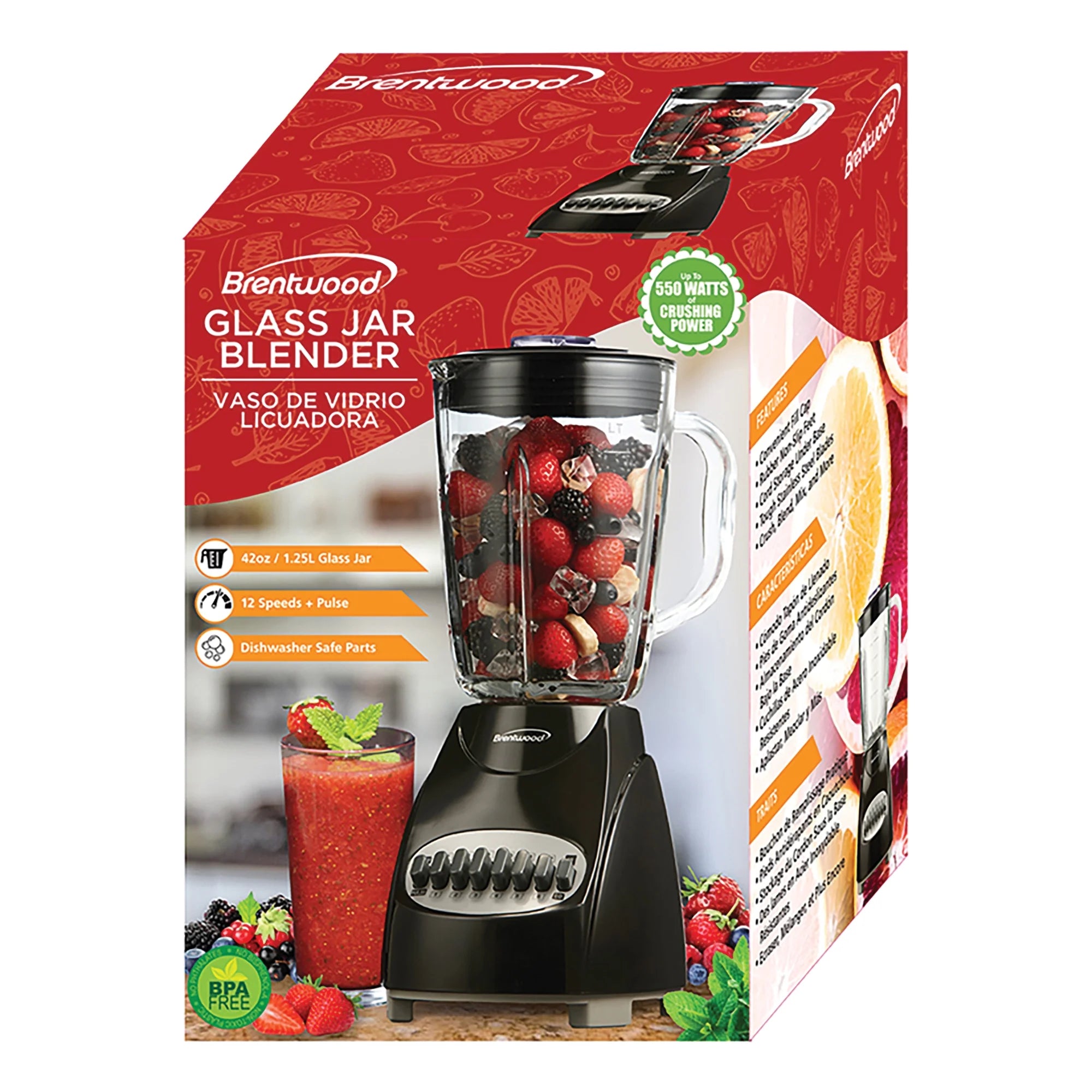 Black 12-Speed plus Pulse Blender with Glass Jar X137