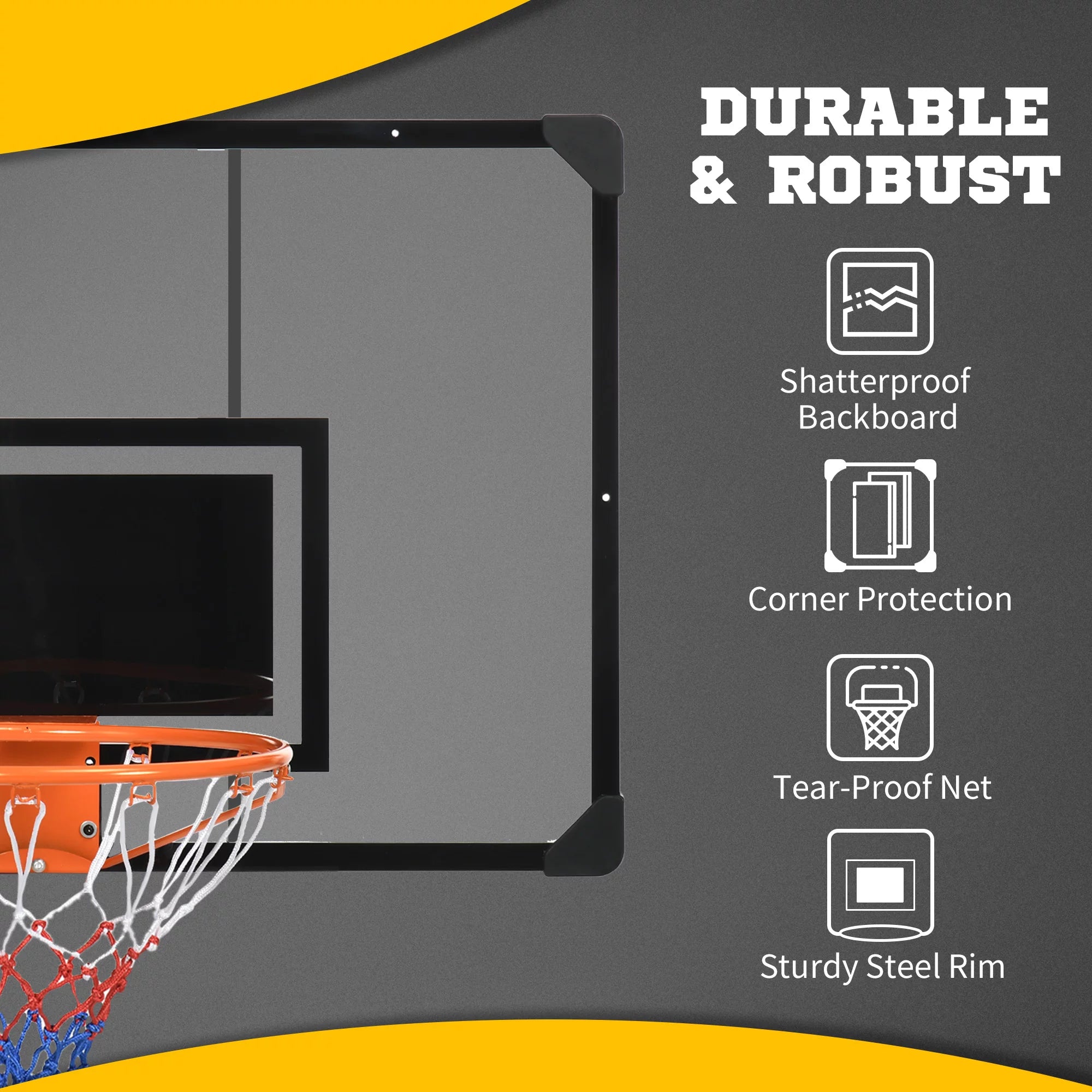 Wall Mounted Basketball Hoop with Shatter Proof Backboard G550