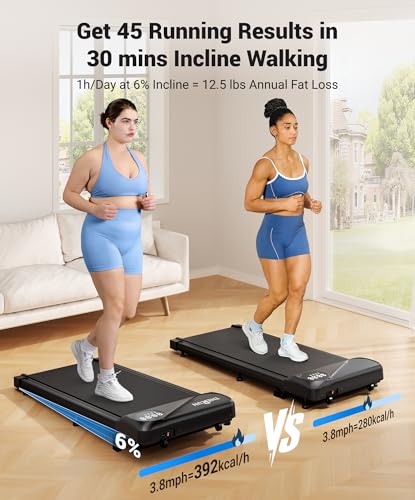 Walking Pad Treadmill Under Desk with Remote Control LED Display U546355