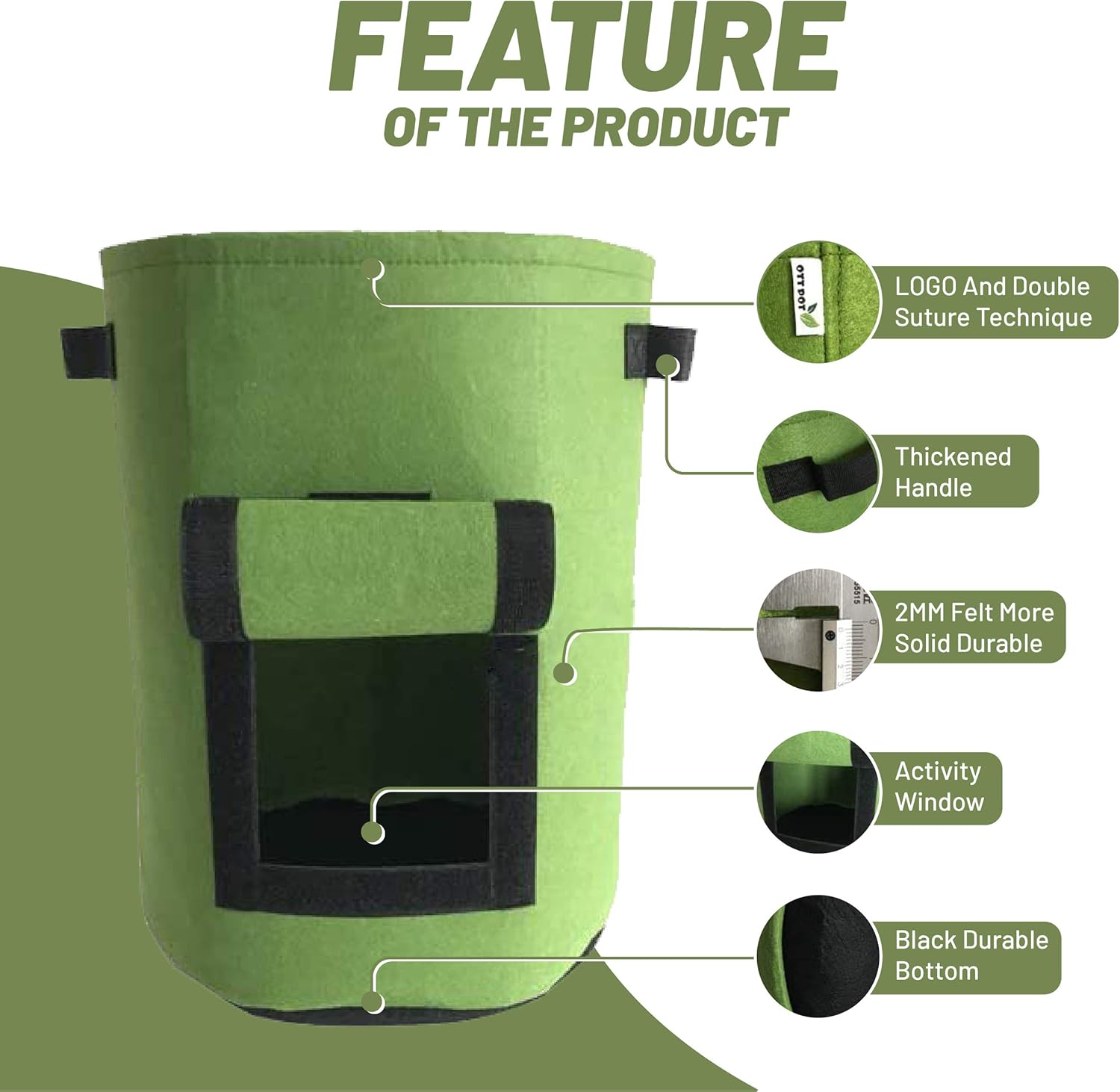 10 Gallon Heavy Duty Non Woven Fabric Planter Bags with Handles W598