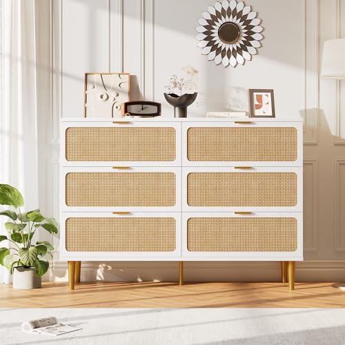 Black Rattan 5 Drawer Tall Dresser J61765