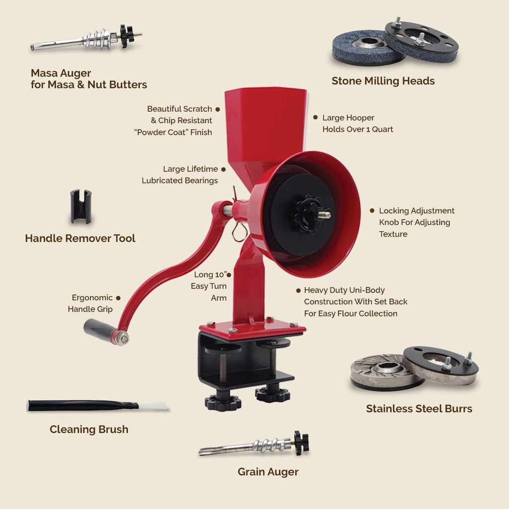 Red Manual Hand Grain Mill P54438