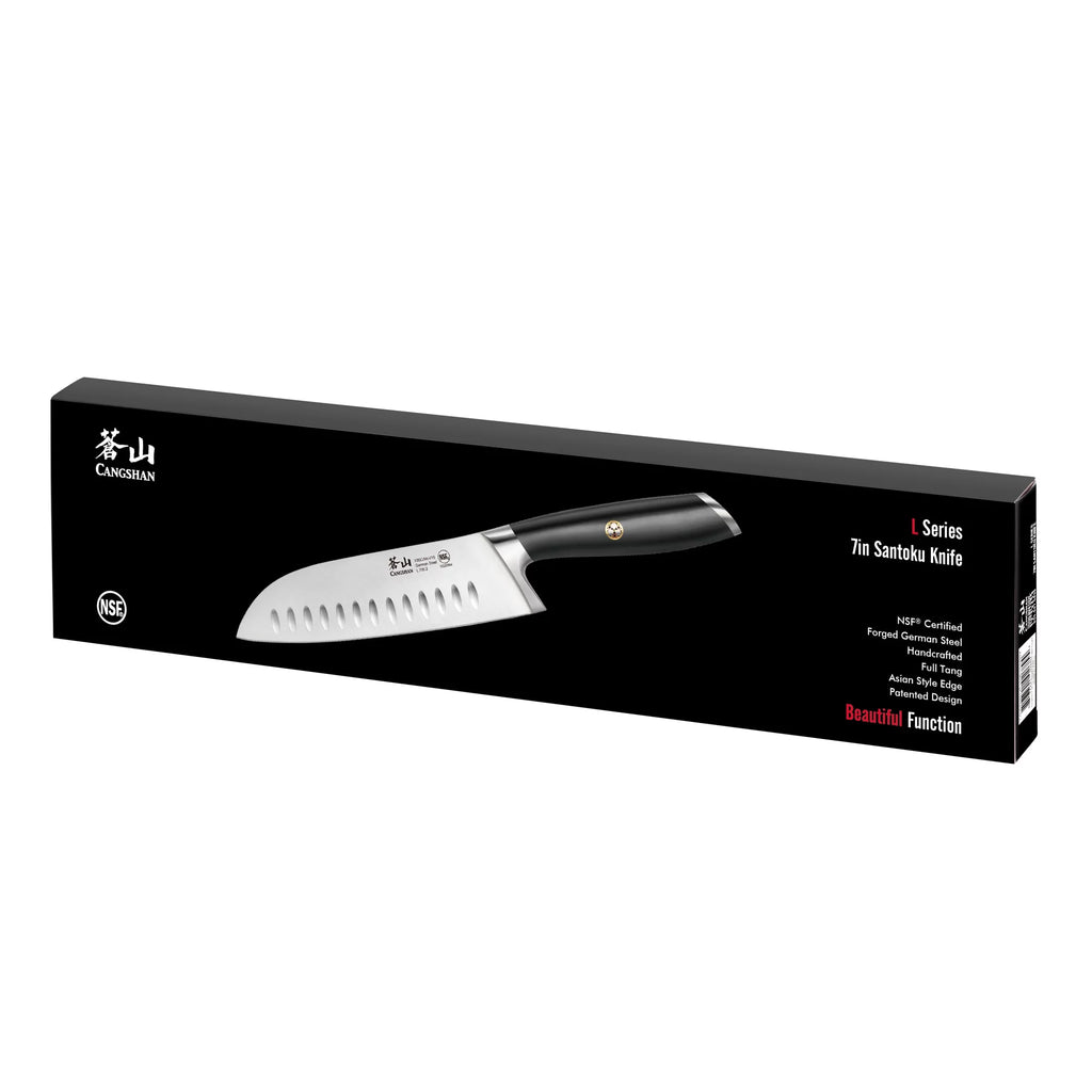 German Steel Forged 7" Santoku Knife, Black R219918