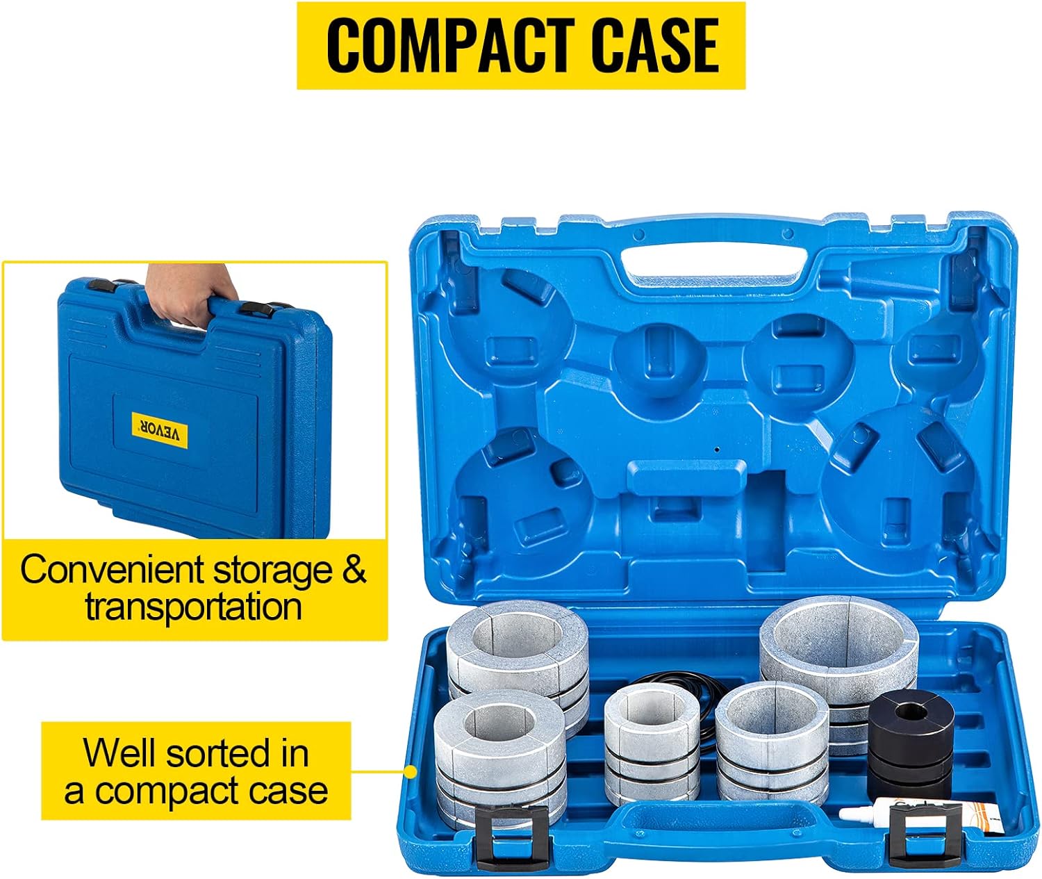 Hydraulic Exhaust Pipe Expander, 1-5/8 to 4-1/4 Size, 10 T, with 4 Dies and 2 Storing Cases P33014