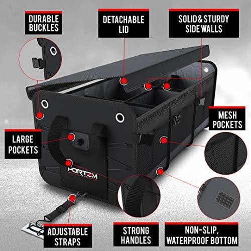 Black Waterproof Car Trunk Organizer with 3 Compartments S520