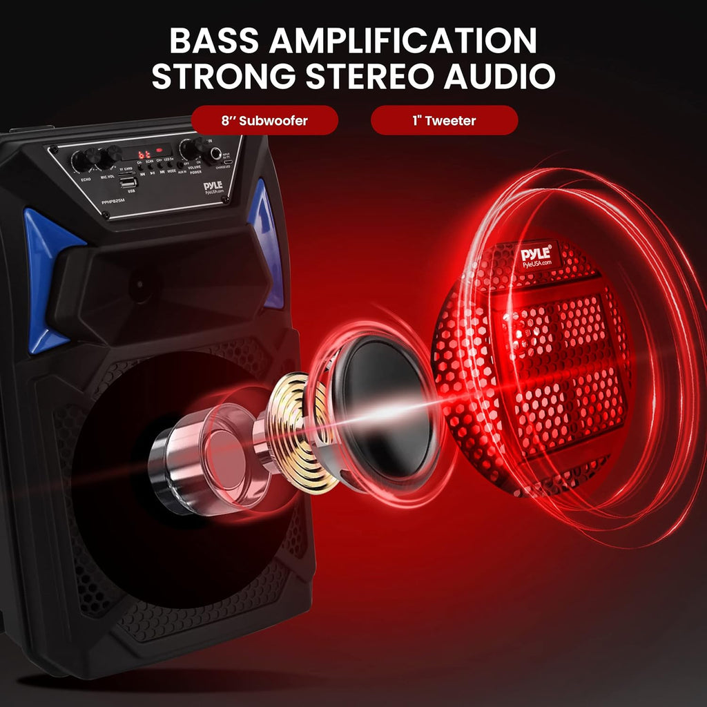 400W Portable Bluetooth PA Speaker System with Microphone and Rolling Wheels L2660