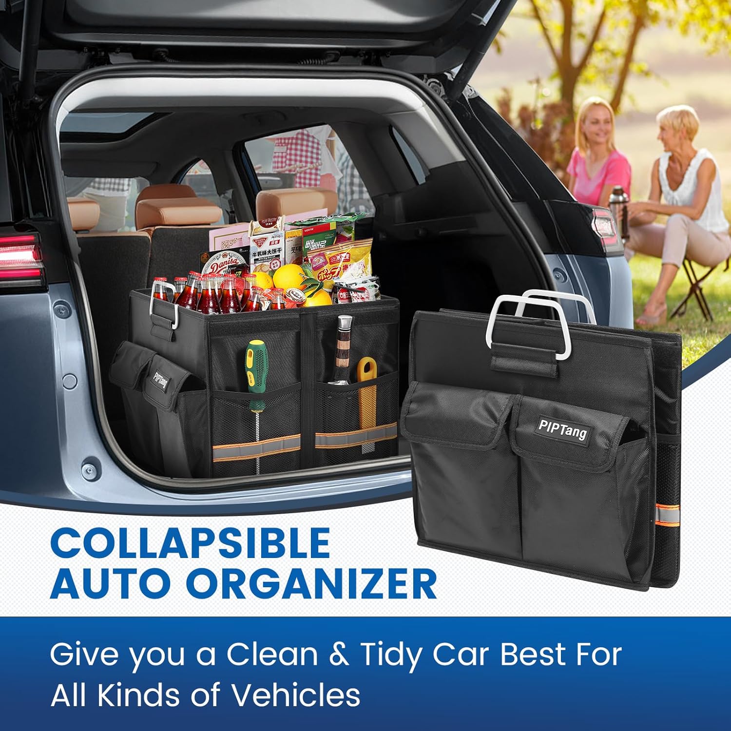 Black 35cm 36L Collapsible Car Trunk Organizer with Lid O908