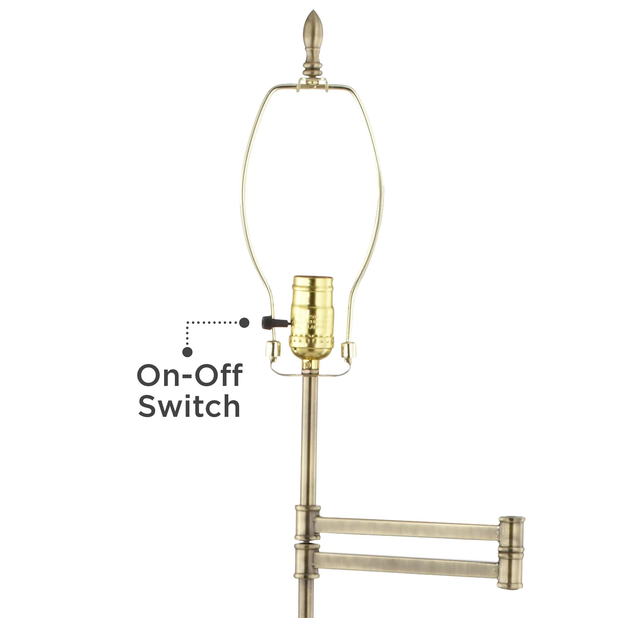 Antique Brass 70" Tall Fabric Bell Shade Swing Arm Floor Lamp S555