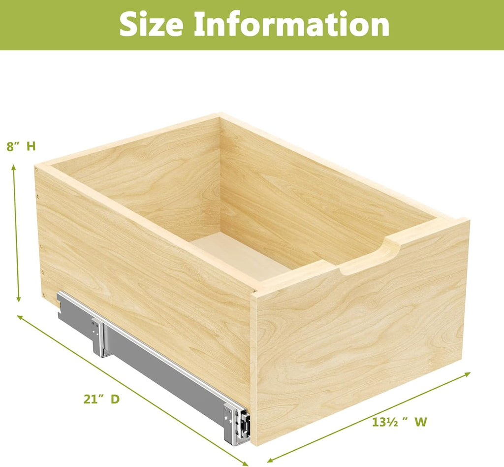 13.5''W x 21''D x 8''H Pull Out Cabinet Organizer, Birch Wood X1802