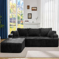 Grey Stripe L-Shape 3 Seat Modular Sectional Sofa with Oversized Chaise N10789