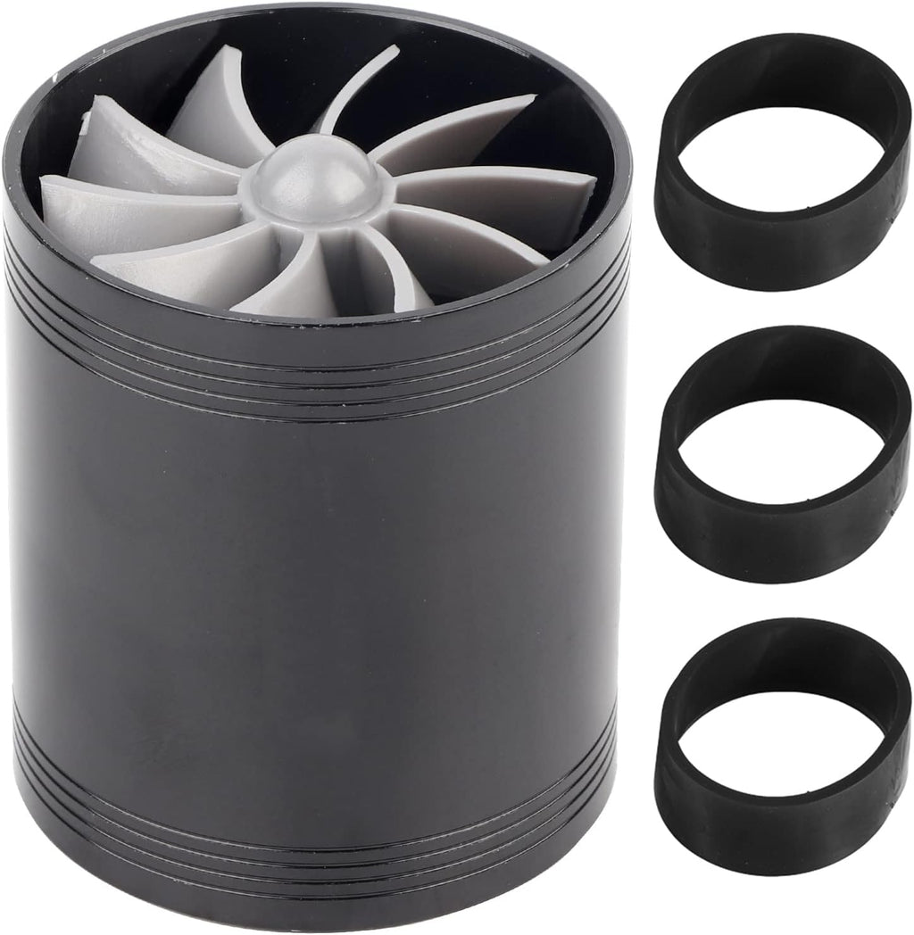 Twin Fan Turbine Car Air Intake Turbocharger Super Gas Fuel Saver (Black) T265