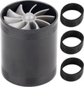 Twin Fan Turbine Car Air Intake Turbocharger Super Gas Fuel Saver (Black) T265