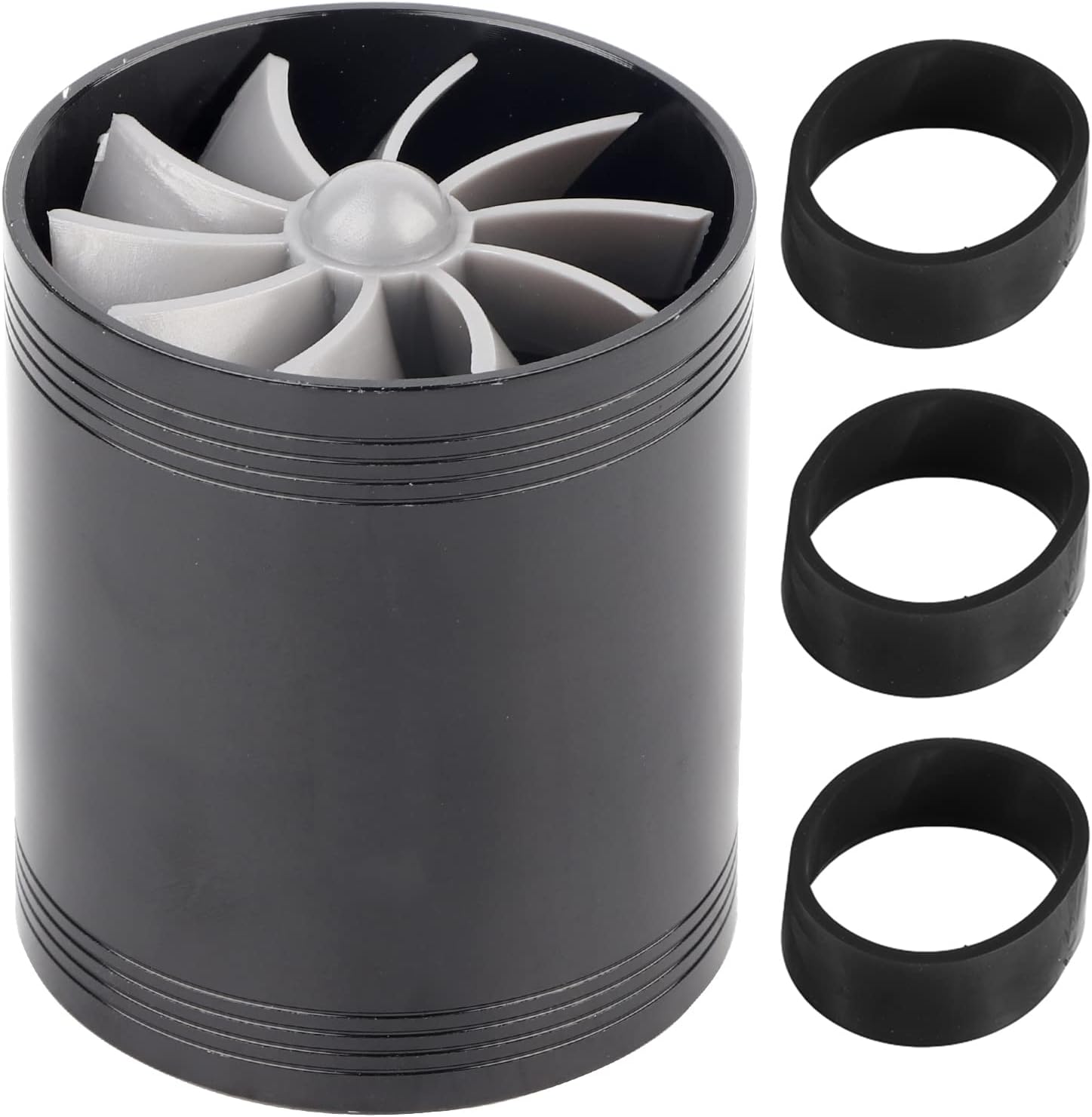 Twin Fan Turbine Car Air Intake Turbocharger Super Gas Fuel Saver (Black) T265