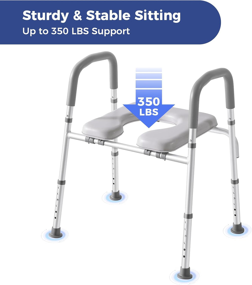 Adjustable Width Raised Toilet Seat with Handles Z325