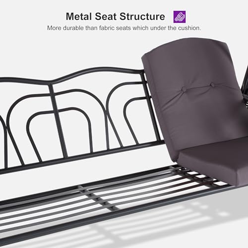 Grey 3-seat Outdoor Swing Chair with Canopy and Cup Holder D846430