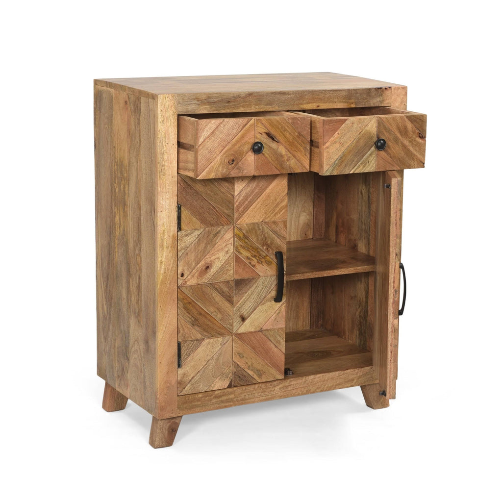 Natural Brown Mango Wood 2 Door 2 Drawer Cabinet Q757814