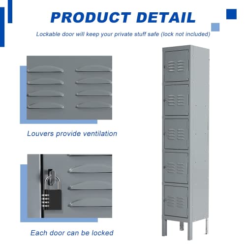 3-Tier Steel Locker 3 Doors Grey W334