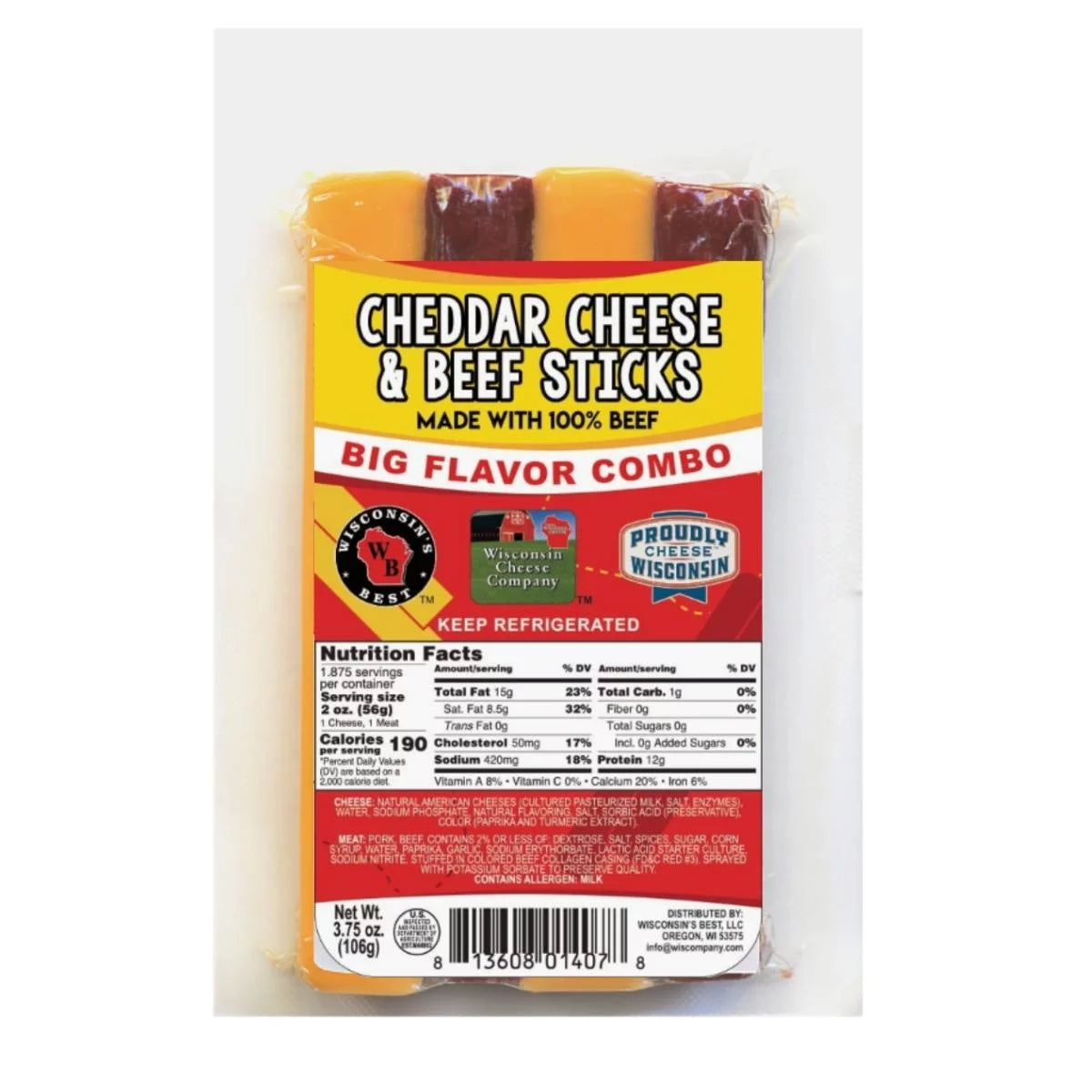 Cheddar Cheese & Beef Sticks, 3.75 oz, 12 ct R5574