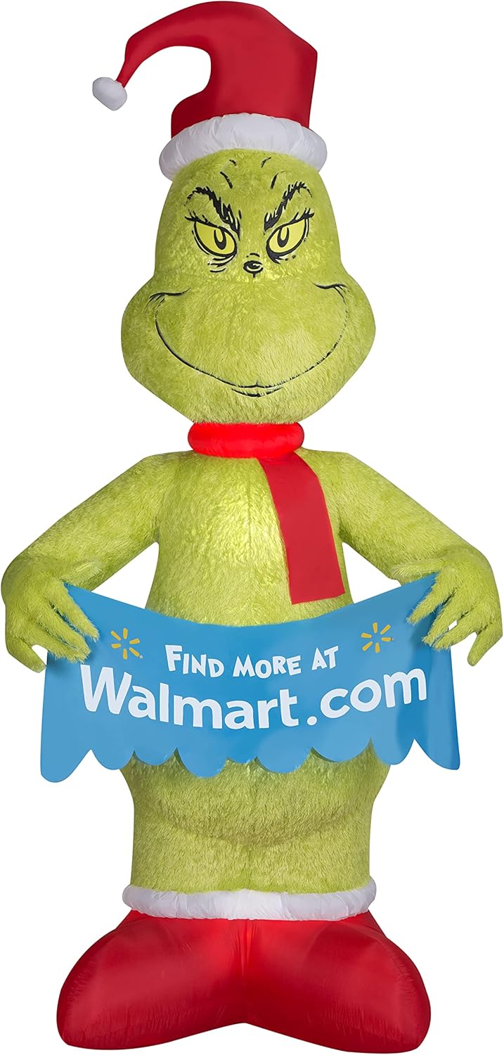 10' Airblown Mixed Media Dr. Seuss Grinch with Banner Q452884