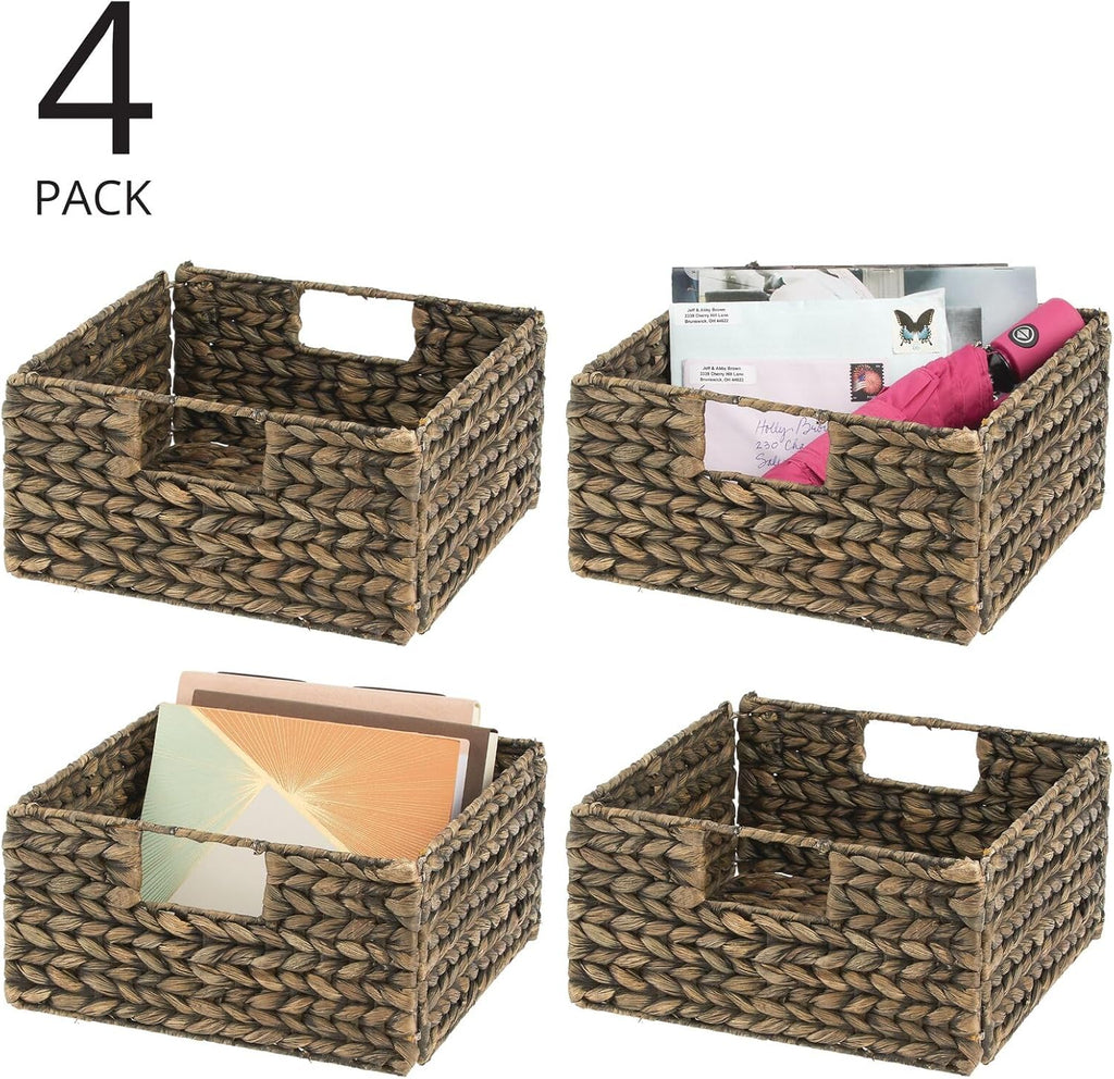 Brown Wash Woven Hyacinth Storage Bin Basket 4 Pack K806