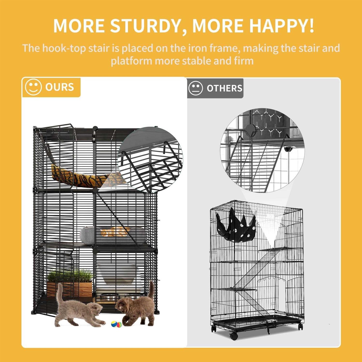 Cat Cage Cat Enclosures Cat Kennel with Extra Large Hammock F450698