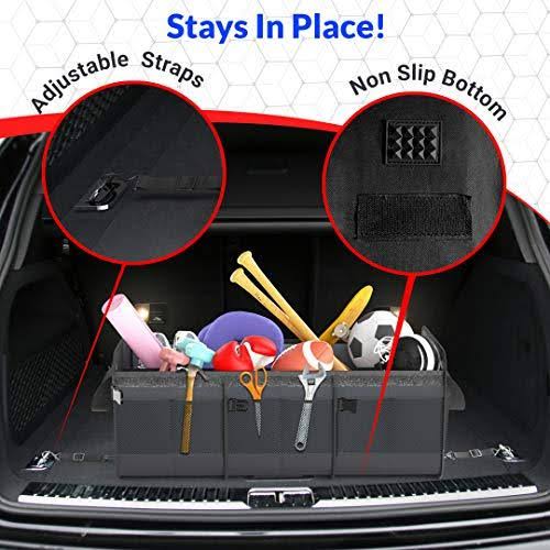 Black Waterproof Car Trunk Organizer with 3 Compartments S520