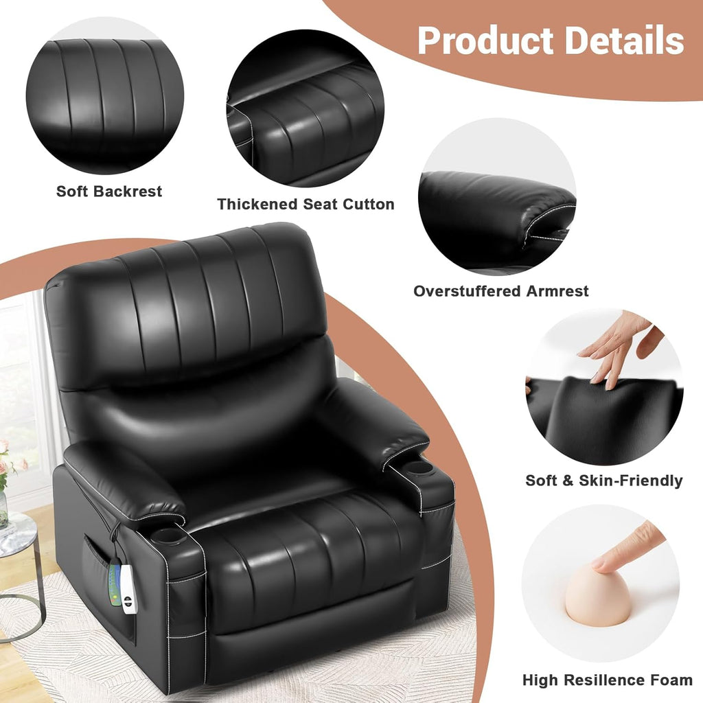 Oversized Power Lift Recliner Chair with Heat and Massage B344363