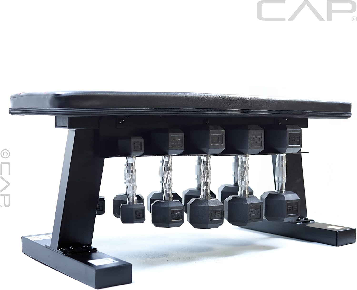 150 lb Hex Coated Dumbbell Set with Flat Bench U2898