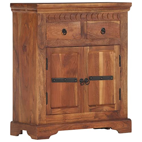 Rustic Sideboard Solid Acacia Wood Brown Two Doors Two Drawers 24.8"x11.8"x29.5" L3659