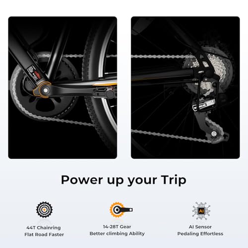 Electric Bike with 500W Motor, 40 Miles Range, 20 MPH, 360Wh Battery, 7-Speed, 26" Tires, Front Fork Suspension V301632