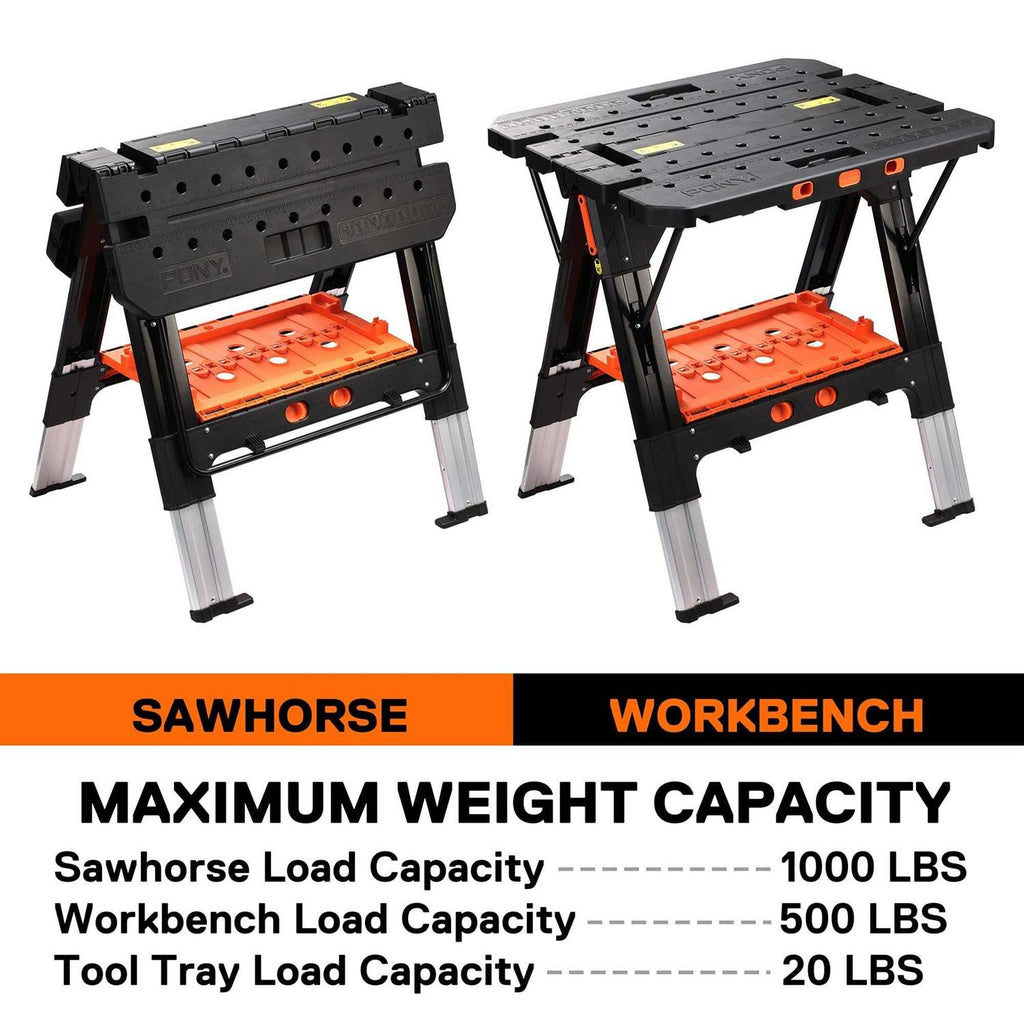 Portable Folding Work Table 2-in-1 Sawhorse Workbench K79723