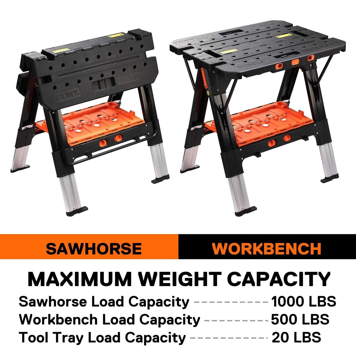 Portable Folding Work Table 2-in-1 Sawhorse Workbench K79723