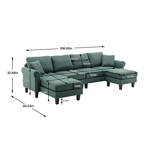 Black 70.5" Convertible Sectional Sleeper Sofa Bed with Solid Wood Frame Z28496