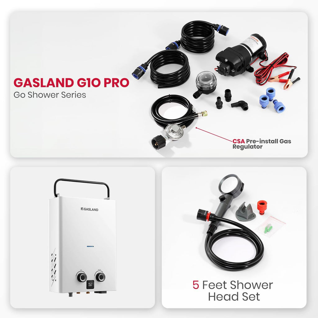 Propane Tankless Water Heater, 2.64GPM 10L, Ultra Slim Portable Hot Water Heater F652565