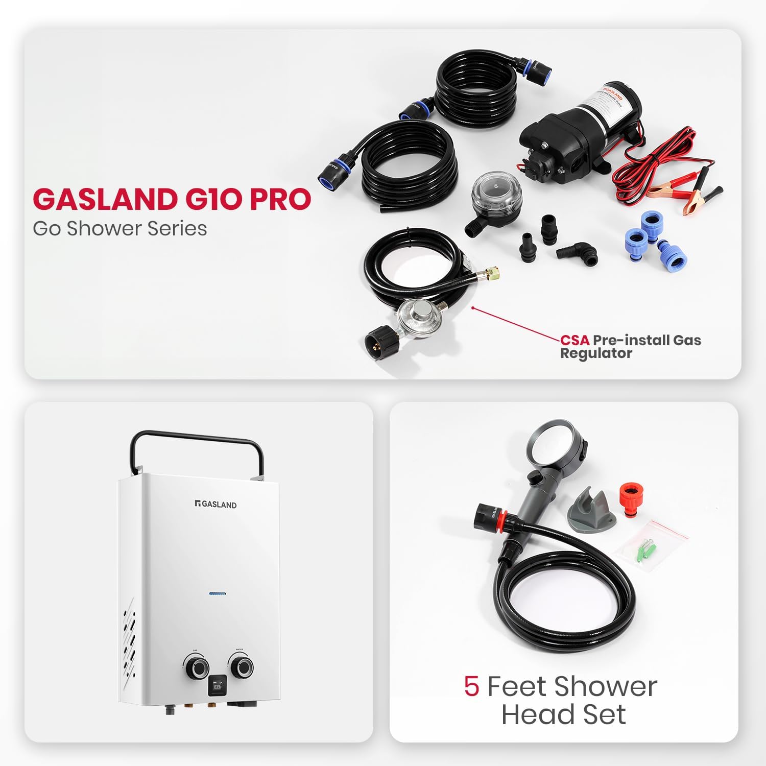 Propane Tankless Water Heater, 2.64GPM 10L, Ultra Slim Portable Hot Water Heater F652565