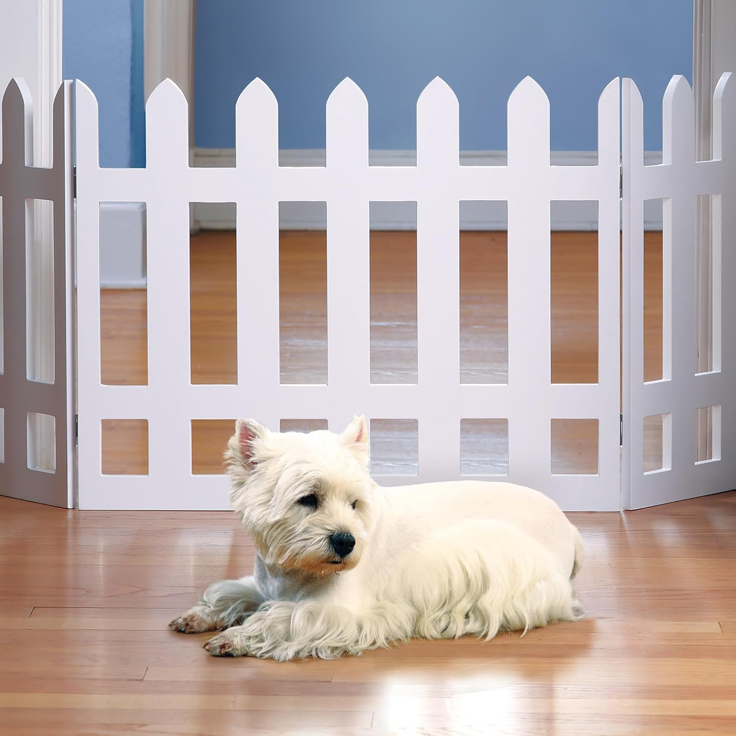 White Picket Fence Folding Pet Gate B49960