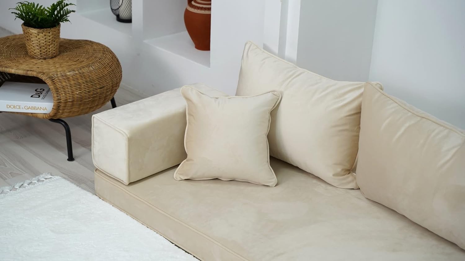 4" Thickness Velvet Floor Sofa U540635