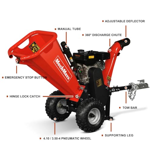 212CC 7HP Gas Powered Wood Chipper Leaf Branch Shredder Mulcher with Towbar R422950