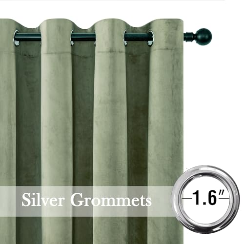 Taupe Velvet Blackout Curtain Panels 96 inches 2 Panels Q322457